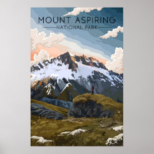 Mount Aspiring Nationalpark Neuseeland Reise Poster