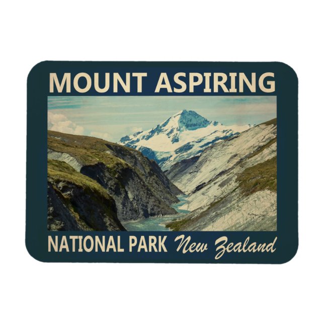 Mount Aspiring Nationalpark Neuseeland Vintag Magnet (Horizontal)