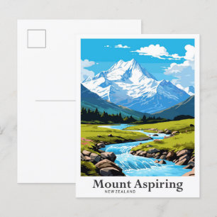 Mount Aspiring Neuseeland Reiseillustration Postkarte