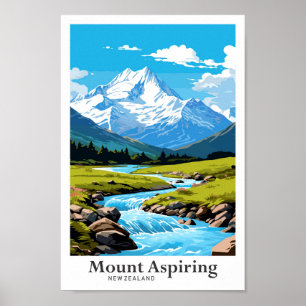 Mount Aspiring New Zealand Reisevorführung Poster