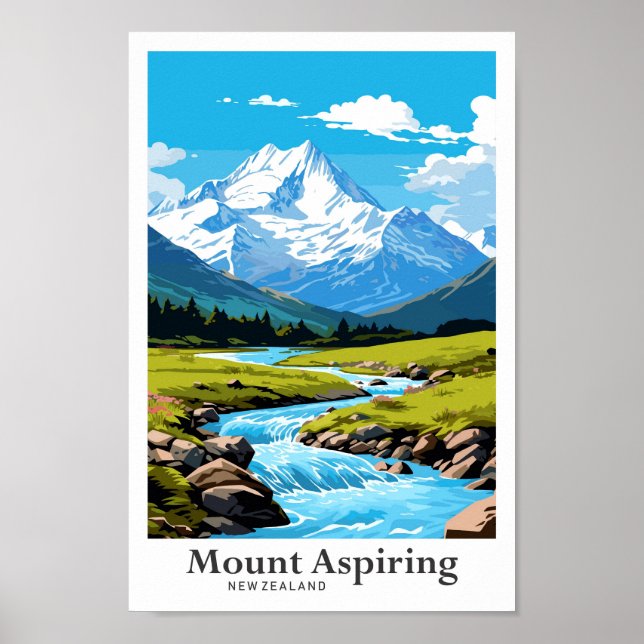 Mount Aspiring New Zealand Reisevorführung Poster (Vorne)