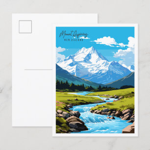 Mount Aspiring Vintage-Reiseillustration Postkarte