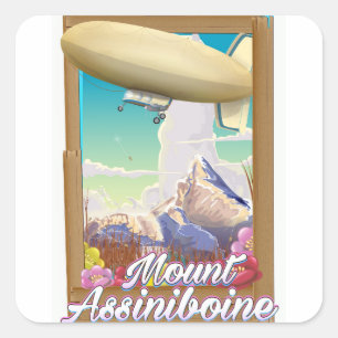 Mount Assiniboine Blimp Urlaubsposter Quadratischer Aufkleber