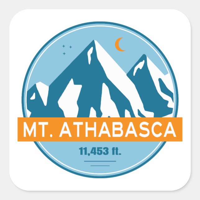 Mount Athabasca Sterne Mond Quadratischer Aufkleber (Vorderseite)