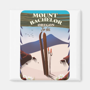 Mount Bachelor Oregon Ski Reiseplakat Leinwand Dru Magnet