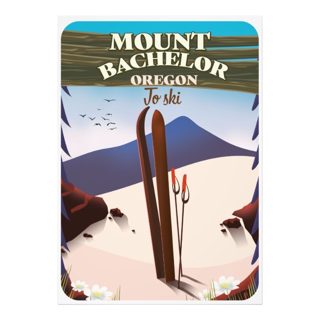 Mount Bachelor Oregon Skifahrplakat Fotodruck (Vorne)