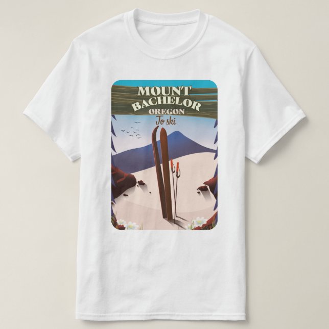 Mount Bachelor Oregon Skifahrplakat T-Shirt (Design vorne)