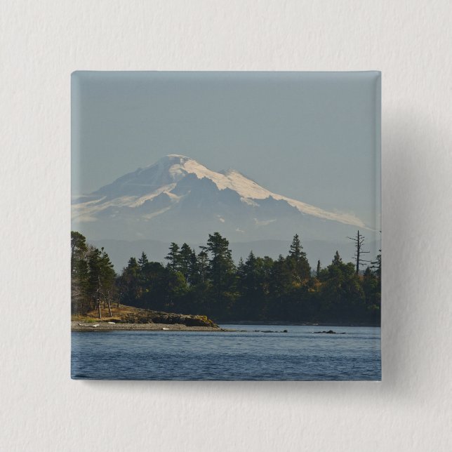 Mount Baker dominiert Landschaft Button (Vorderseite)
