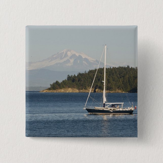 Mount Baker dominiert Landschaft Button (Vorderseite)