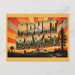 Mount Baker WA Vulkan Urwald Kunst Postkarte