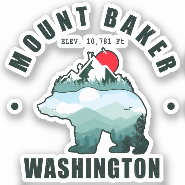 Mount Baker Washington Bear Mountain Ski Aufkleber (Vorderseite)