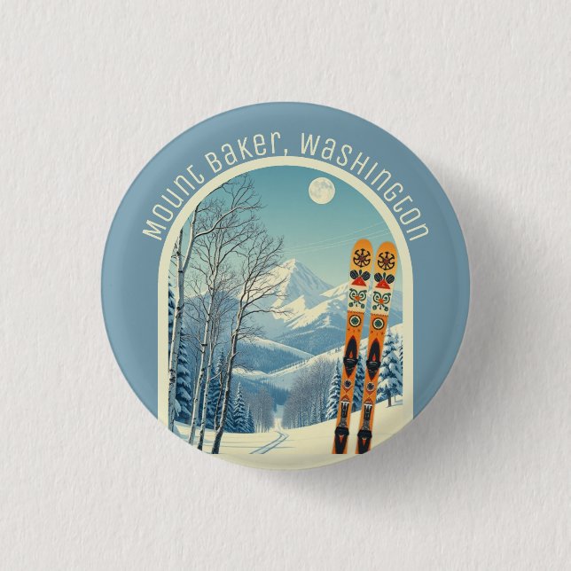 Mount Baker Washington Cascades Ski-Souvenir  Button (Vorderseite)