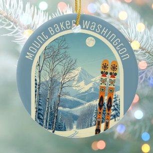 Mount Baker Washington Cascades Ski-Souvenir  Keramik Ornament
