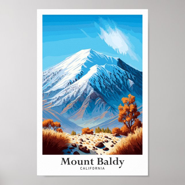 Mount Baldy California Vintage Travel Illustration Poster (Vorne)