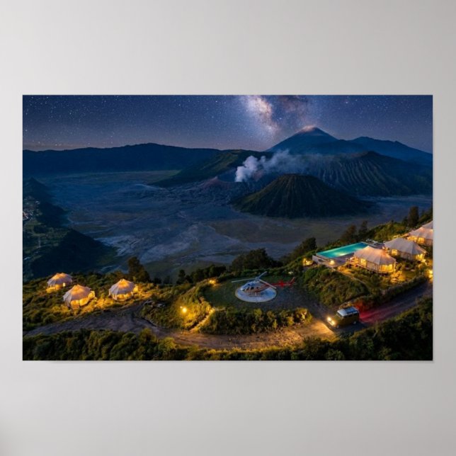 Mount Bromo Aerial Night Volcano Luxury Wall Art Poster (Vorne)