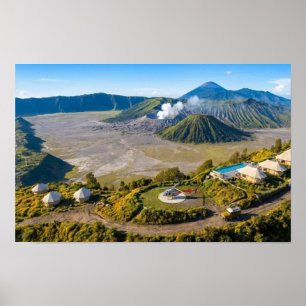 Mount Bromo Luftaufnahme Vulkan Luxus-Wandkunst Poster