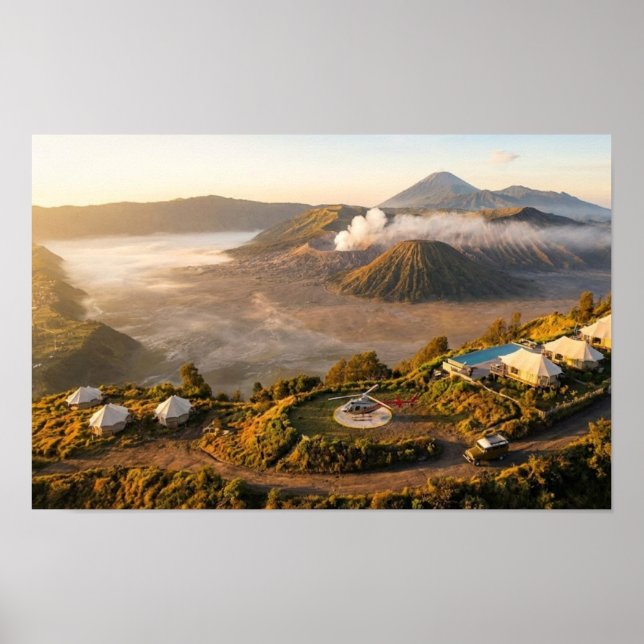 Mount Bromo Sunrise Aerial Volcano Luxury Wall Art Poster (Vorne)