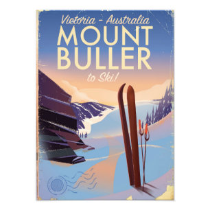 Mount Buller Australien Vintage-Skiplakat Fotodruck