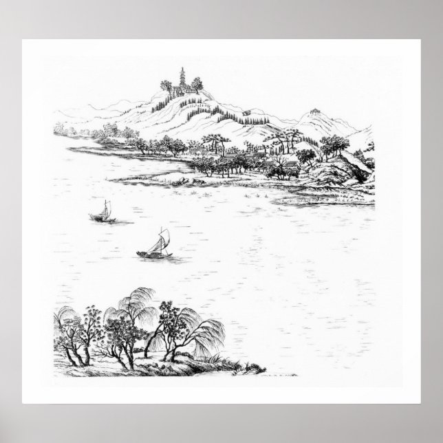 Mount Chang und Lake Chou von "Jardins Anglo-Chi" Poster (Vorne)