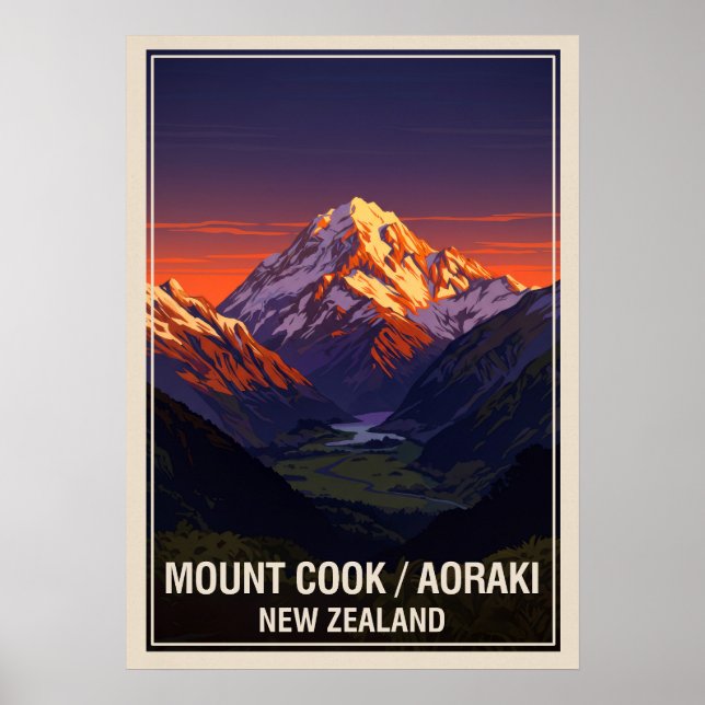 Mount Cook (Aoraki) Neuseeland V06 Poster (Vorne)
