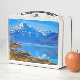 Mount Cook mit Blick auf den Pukaki-See, NZ Metall Brotdose