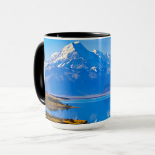 Mount Cook mit Blick auf den Pukaki-See, NZ Tasse