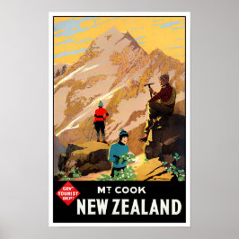 Mount Cook New Zealand Vintage Reise Poster