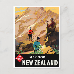 Mount Cook New Zealand Vintage Reise Postkarte