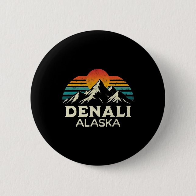 Mount Denali Alaska Wandern Bergsteigen Abenteuer  Button (Vorderseite)