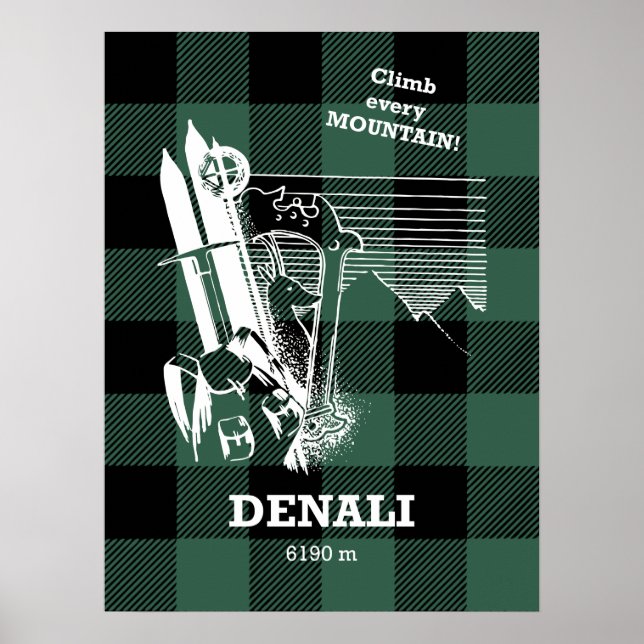 Mount Denali McKinley Alaska Park Mountaineering Poster (Vorne)