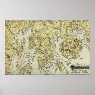 Mount Desert Island und Küste Maine Map Poster