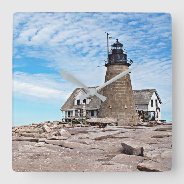 Mount Desert Rock Lighthouse, Maine Quadratische Wanduhr (Vorderseite)