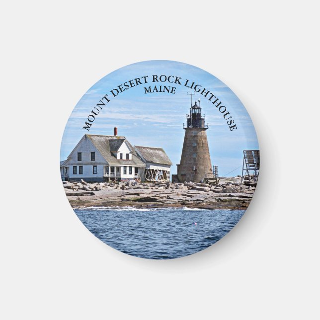 Mount Desert Rock Lighthouse, Maine Round Magnet (Vorne)