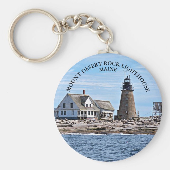 Mount Desert Rock Lighthouse, Maine Round Schlüsse Schlüsselanhänger (Vorne)