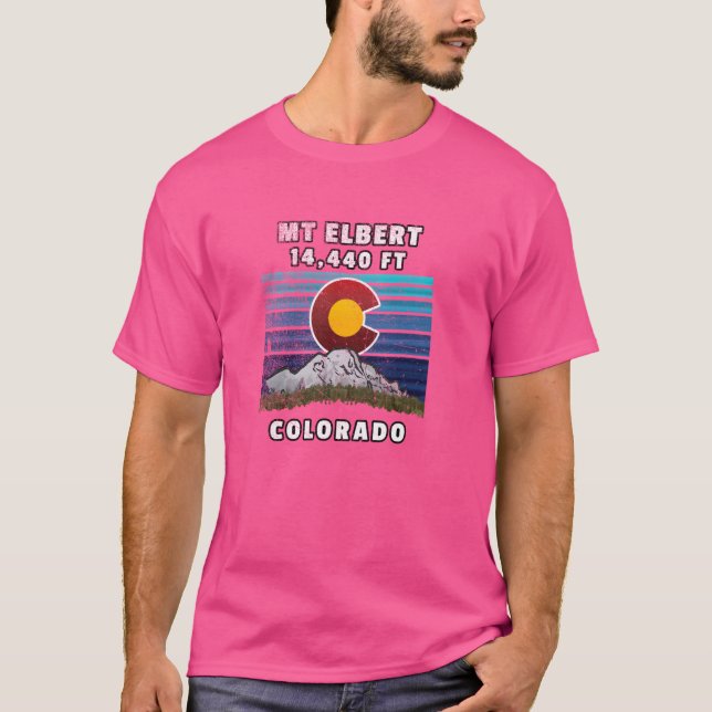 Mount Elbert Colorado Flag Themed T-Shirt (Vorderseite)
