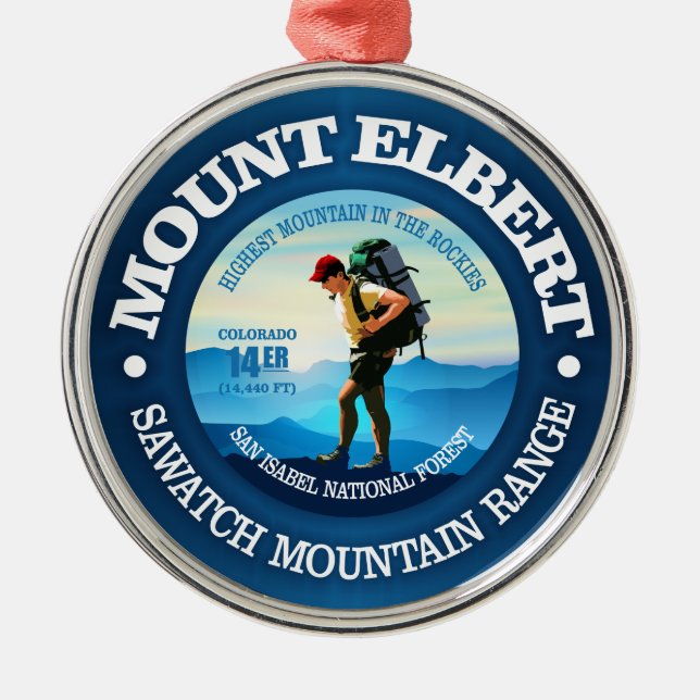 Mount Elbert (Hiker C) Silbernes Ornament (Vorne)