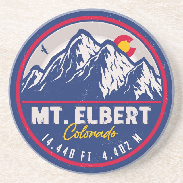 Mount Elbert Mount Elbert 14ers Retro Sunset Getränkeuntersetzer (Vorne)