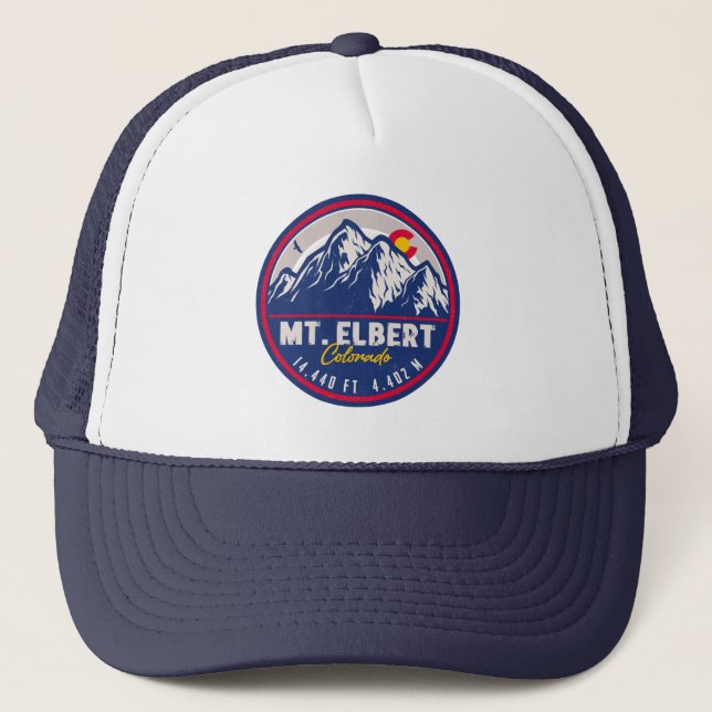 Mount Elbert Mount Elbert 14ers Retro Sunset Truckerkappe (Vorderseite)