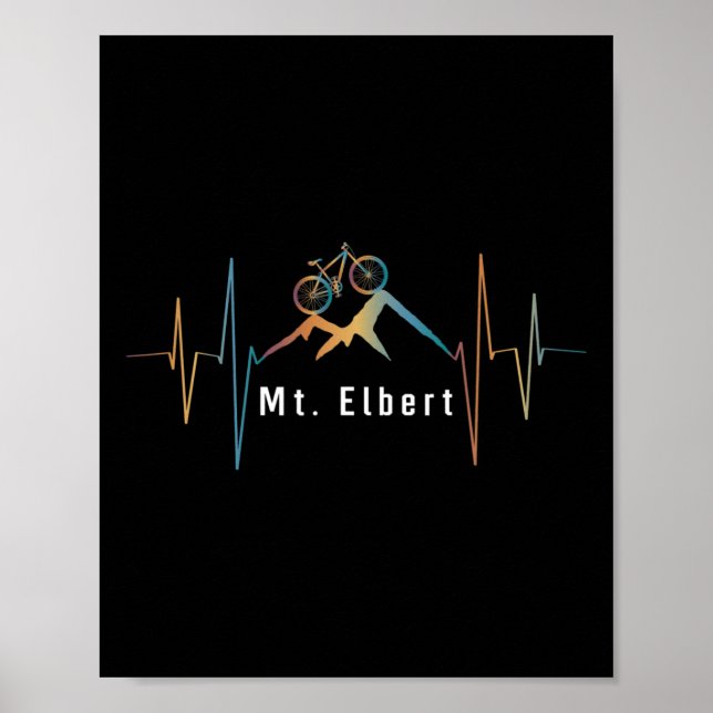 Mount Elbert Summit Mountainbiken Retro Herzschlag Poster (Vorne)