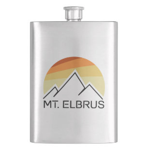 Mount Elbrus Russia Retro Flachmann