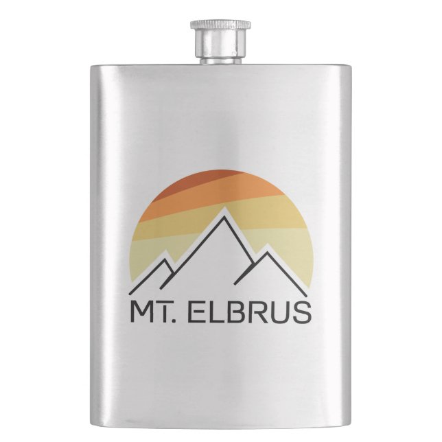 Mount Elbrus Russia Retro Flachmann (Vorderseite)