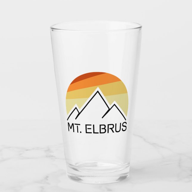 Mount Elbrus Russia Retro Glas (Vorderseite)
