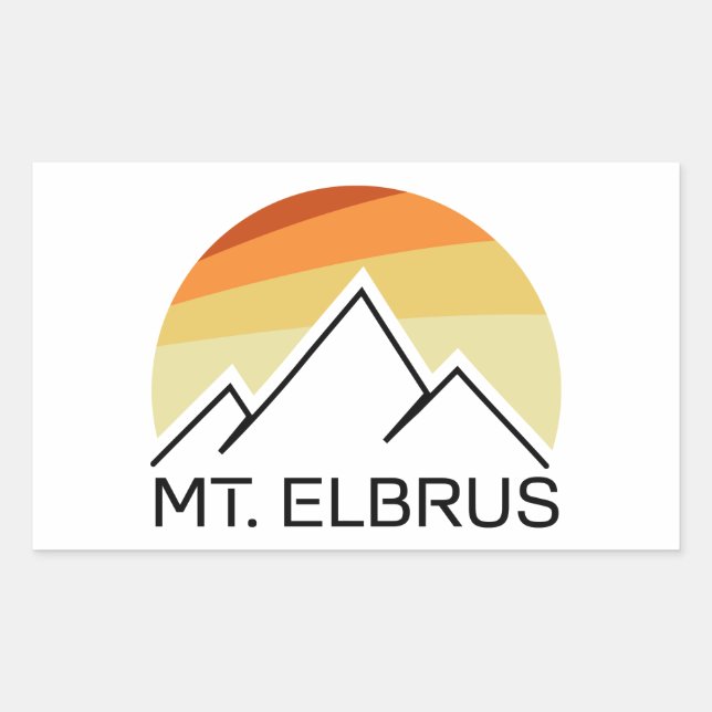 Mount Elbrus Russia Retro Rechteckiger Aufkleber (Vorderseite)