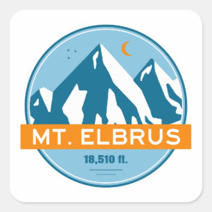 Mount Elbrus Russia Stars Moon Quadratischer Aufkleber
