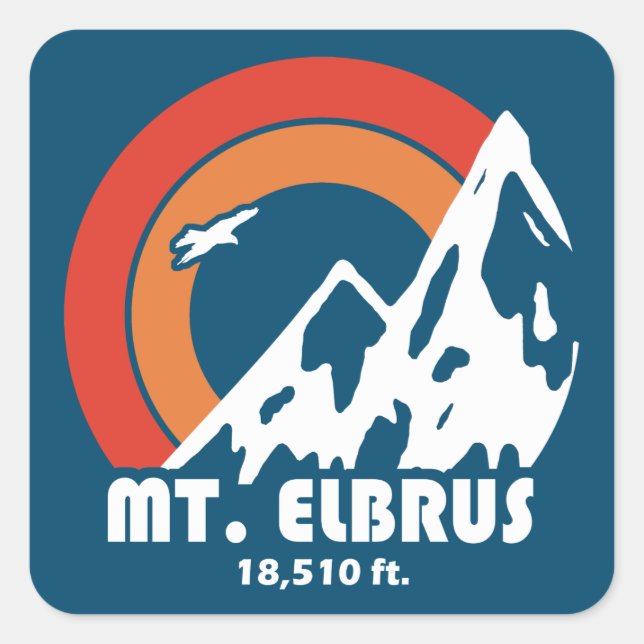 Mount Elbrus Russia Sun Eagle Quadratischer Aufkleber (Vorderseite)