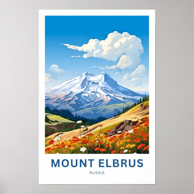 Mount Elbrus Russia Travel Print Poster (Vorne)