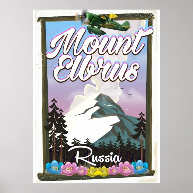 Mount Elbrus, russisches Reiseplakat Poster (Vorne)