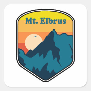 Mount Elbrus Russland Sonnenaufgang Quadratischer Aufkleber