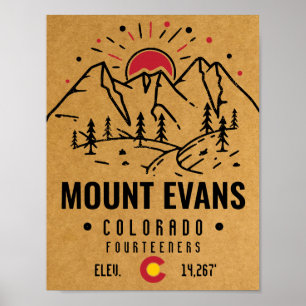 Mount Evans Colorado 14ers Berg Minimalistisch Poster