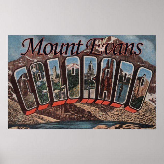 Mount Evans, Colorado - Große Buchstabenszenen Poster (Vorne)